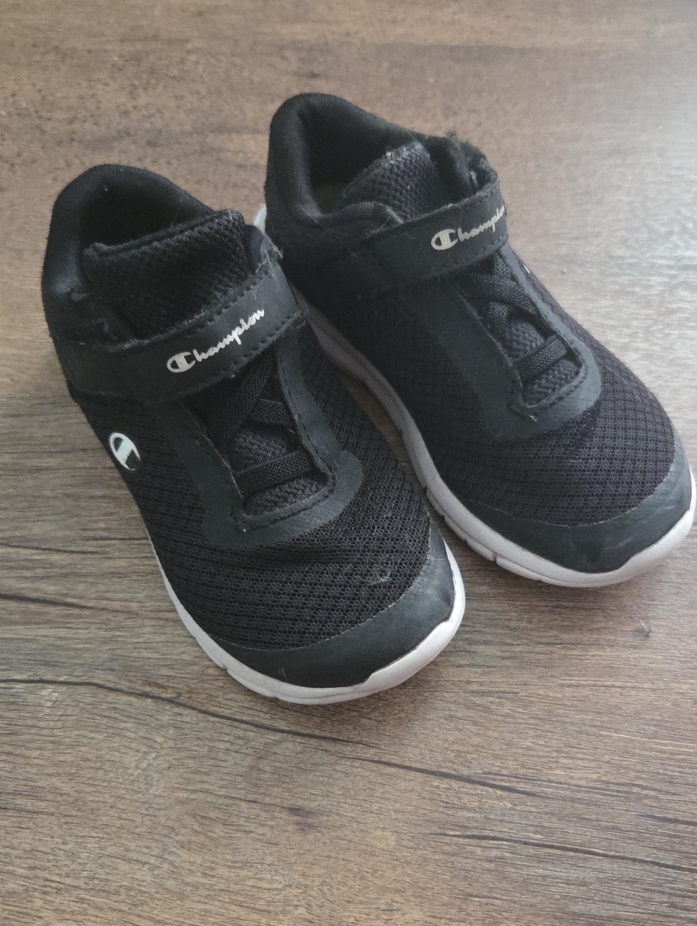Champion Kids Black Mesh Sneakers with White Sole